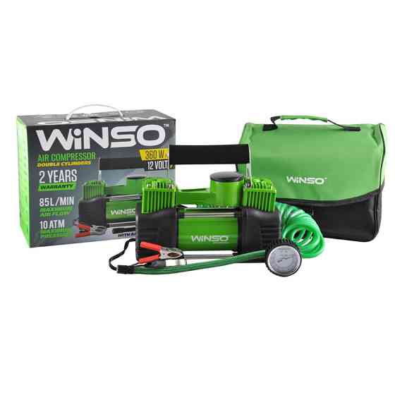 Компресор автомобільний Winso 10Атм 85л/хв 360Вт двоциліндровий із зажимами АКБ Львів