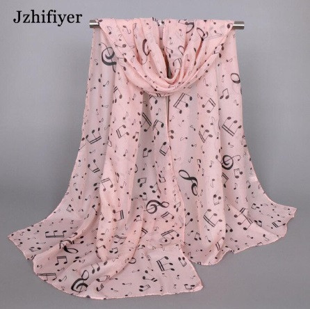 Шарф з нотами жіночий 144 на 50 см рожево-чорний Київ - фото 1