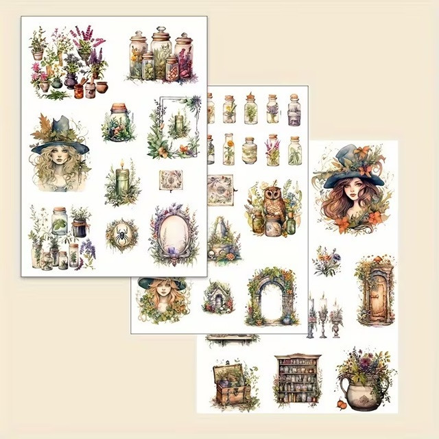 Набір магічних вінтажних наліпок Зілля та Відьма, 120 шт Київ - фото 3