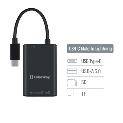 Зчитувач флеш-карт ColorWay USB-C to USB 3.0/SD/MicroSD (CW-CR-02) Вінниця - фото 11