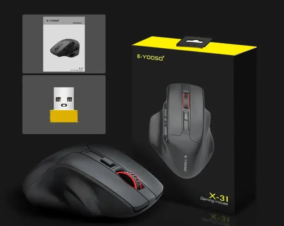 Ігрова комп'ютерна миша E-YOOSO X-31 мишка з USB приймачем 2.4G і 4800 DPI, чорна Запоріжжя - фото 6