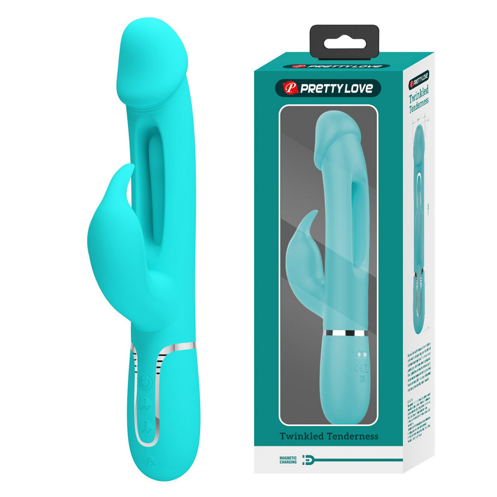 Вибратор с стимулятором клитора PRETTY LOVE - Kampas Rabbit 3 in 1 Green, BW-500025-1 Sex Aura Киев - изображение 1