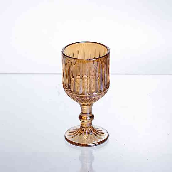Набір чарок для напоїв 6 штук 50 мл із товстого скла ребристі бурштиновий HP-19-250 Коломия