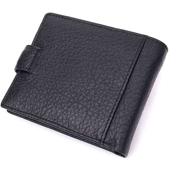 Мужской бумажник удобного размера из натуральной кожи ST Leather 22471 Черный Киев