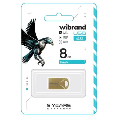 USB флеш накопичувач Wibrand 8GB Hawk Gold USB 2.0 (WI2.0/HA8M1G) Вінниця - фото 2