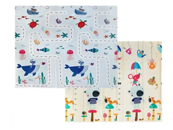 Детский развивающий двусторонний термо коврик 200*200 в сумке Зверята/Дорога Коломыя