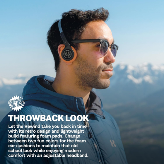 Бездротові накладні навушники JLab Rewind 2 Retro, Bluetooth Multipoint, EQ3, Google Fast Pair, 20+ годин, чорні Київ