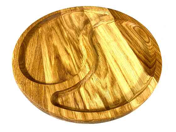 Деревянная тарелка из натурального дерева диаметр 30 см, высота 2 см, тарелка для закусок Каменец-Подольский