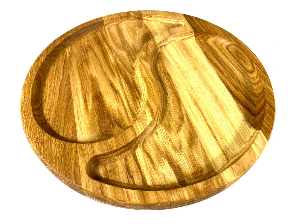 Деревʼяна тарілка з натурального дерева діаметр 30 см, висота 2 см, тарілка для закусок Кам'янець-Подільський - фото 4