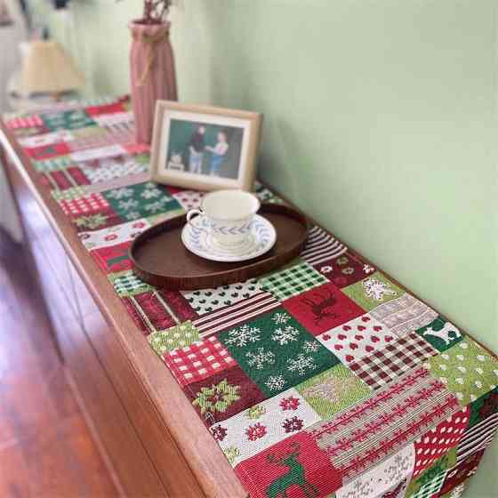 Різдвяна скатертина на стіл 170 см на 34 см різнобарвний Київ