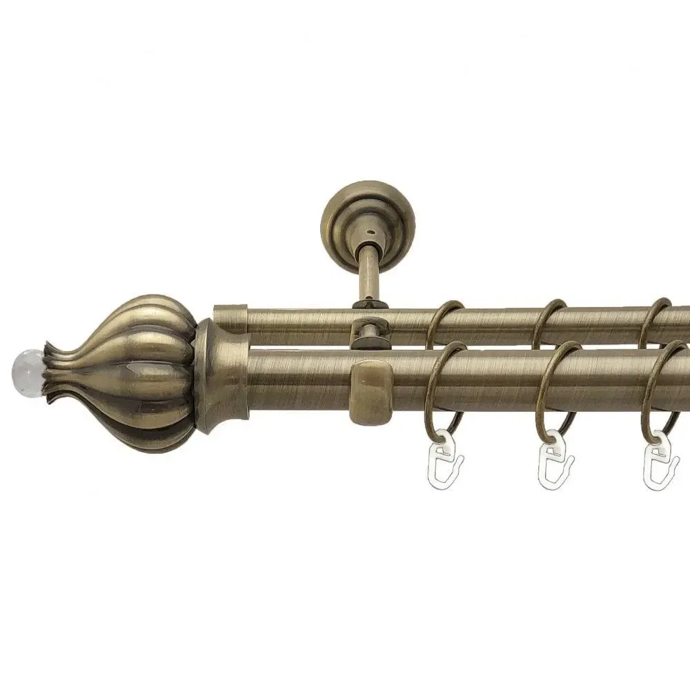 Карниз Orvit Таджа-Кристал металевий дворядний відкритий гладка труба кільце металеве Антик 25\16 мм 200 см (00-00010243) Львів - фото 1