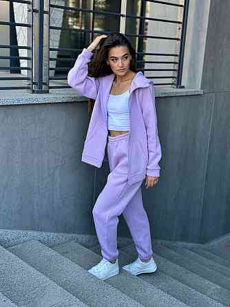 Теплый спортивный костюм женский на змейке Сиреневый 46/48 Харьков