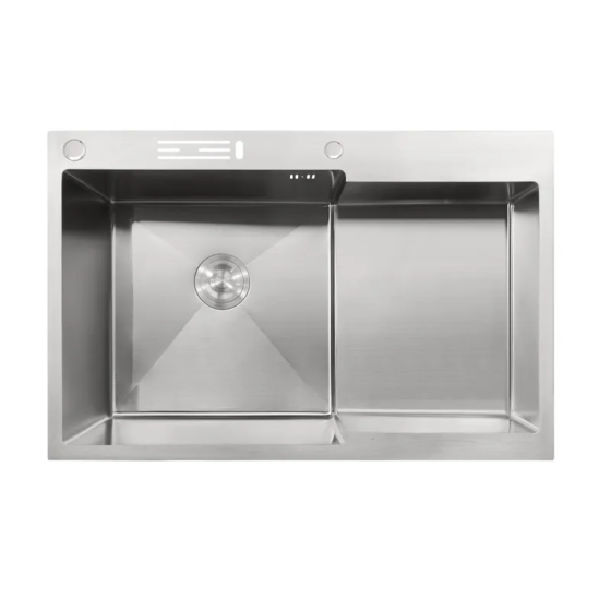 Кухонна мийка MIXXUS MH7849L-HK SS COLOR з глибоким крилом та підставкою для ножів із нержавіючої сталі (3.0/0.9) NANO-SILVER Харків