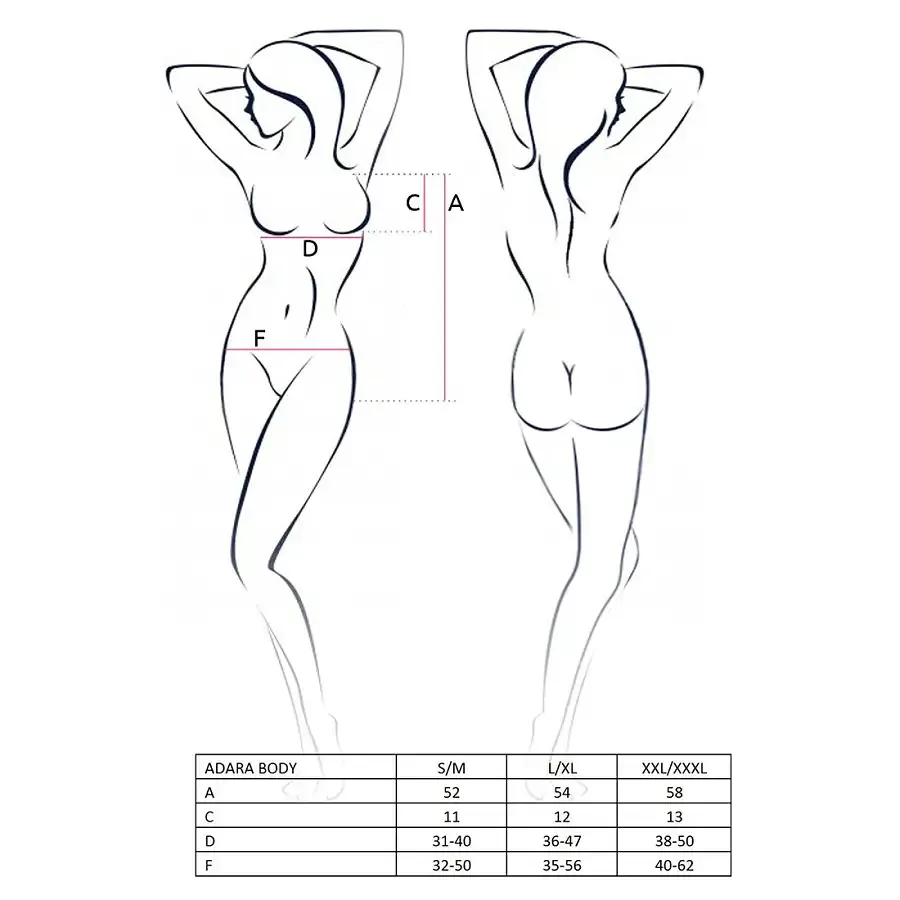 Боді монокіні Passion ADARA BODY S/M, black Львів - фото 2
