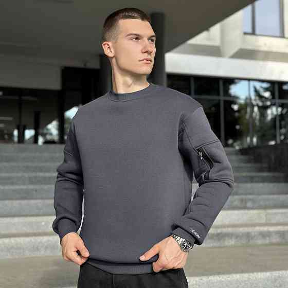 Світшот чоловічий зимовий однотонний сірий Pobedov Apex Київ