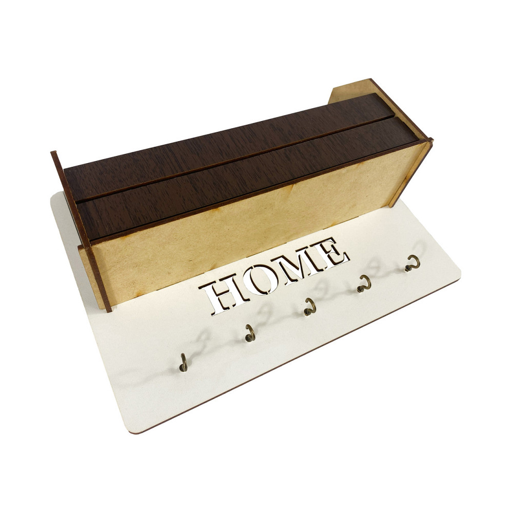 Ключница настенная, полка органайзер для ключей, мелочей и аксессуаров, деревенная с 5 крючками, 24х17х7 см,цвет белый Каменец-Подольский - изображение 2