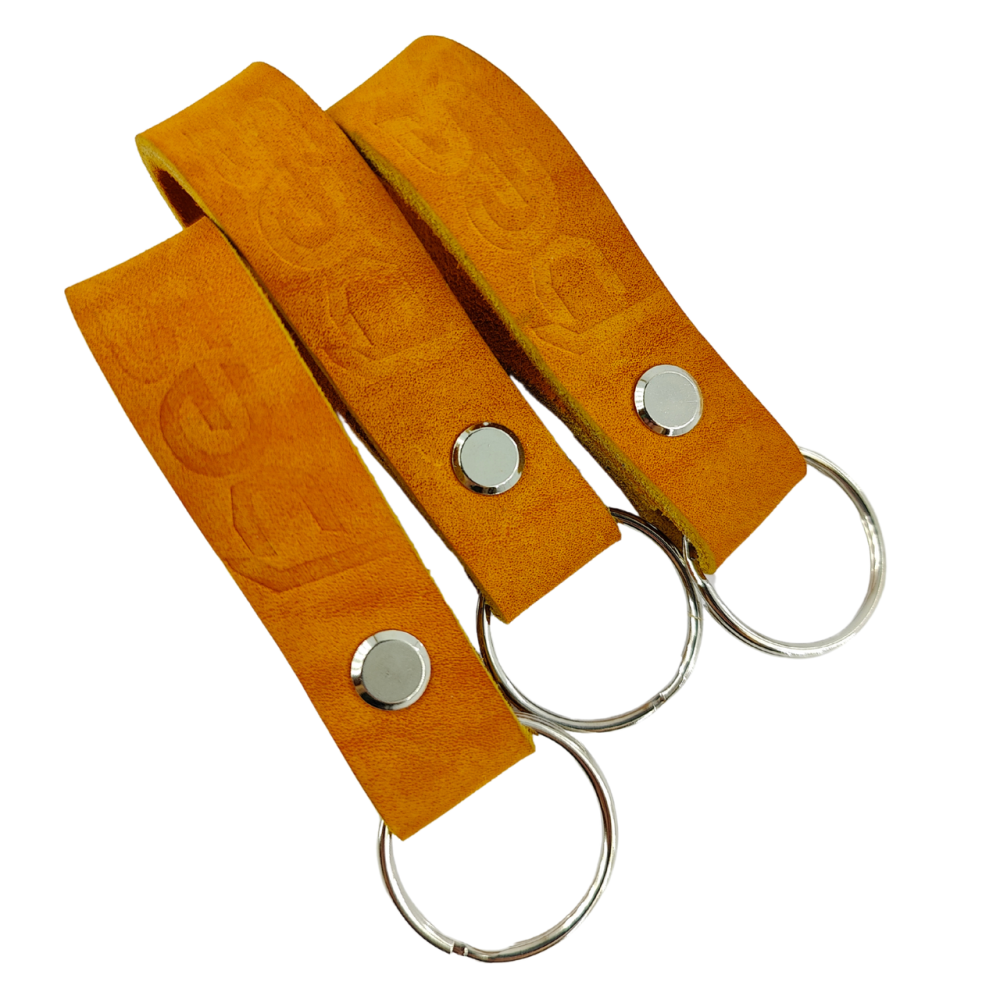 Брелок PES шкіряний  для ключів з тисненням Помаранчевий Київ - фото 1