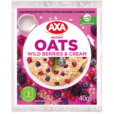 Пища быстрого приготовления АХА Каша Овсяная сливками и лесными ягодами 40 г (4820008126344) Винница - изображение 1
