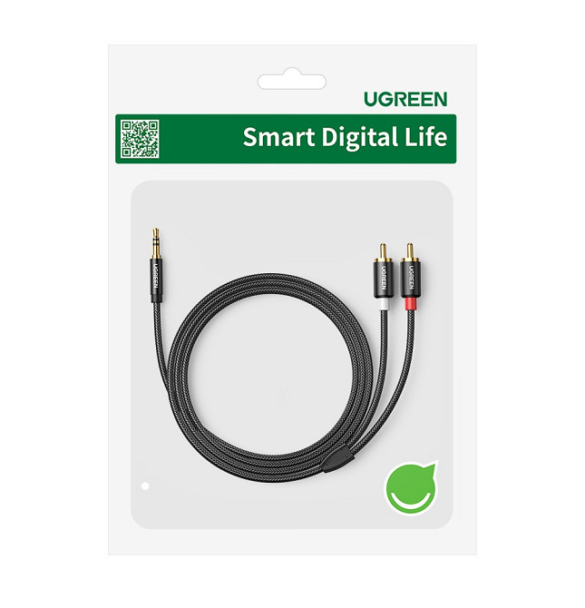 Аудіокабель UGREEN 3.5mm до 2RCA, 5м, чорний Київ - фото 3