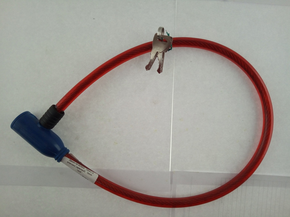 Замок на колесо (трос) (с ключом) (красный) 10mm Мукачево - изображение 1