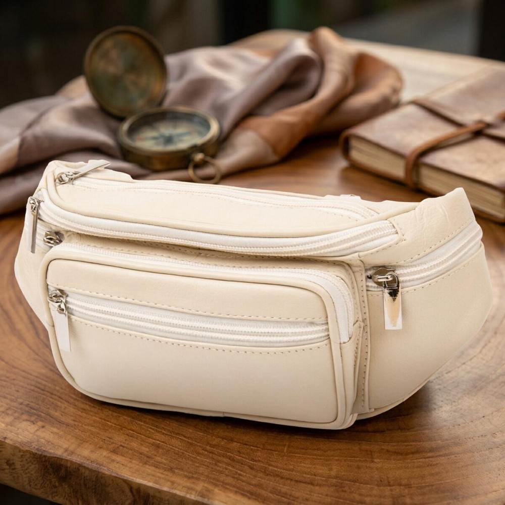 Поясна сумка бананка для міста поїздок та щоденного використання Vintage 20440 Біла Київ - фото 19