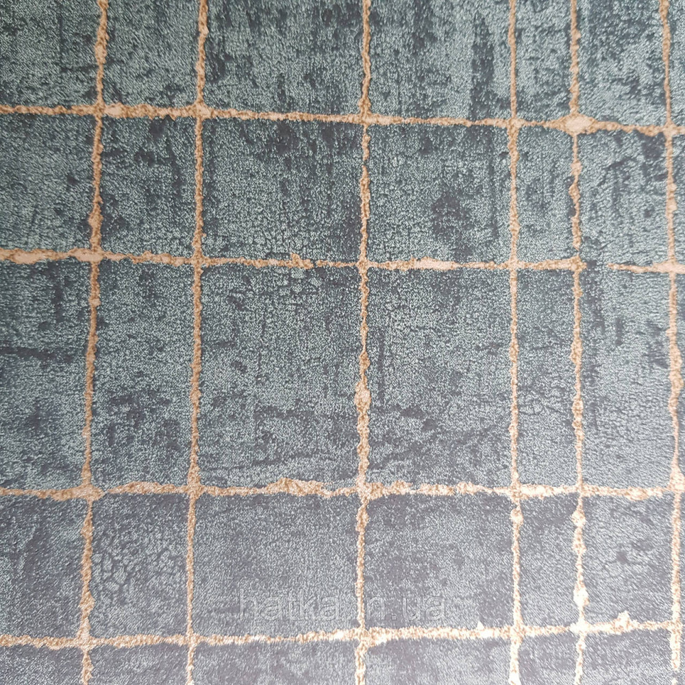 Шпалери флізелінові еко Rasch Kerala 0.53х10 геометрія смуги сітка золотисті на синьо бірюзовому ефект старовини Київ - фото 3