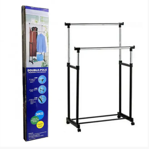 Телескопическая напольная двойная стойка-вешалка Double-Pole MINI 720–1300×450×1000–1600 мм для удобного хранения одежды Одесса - изображение 5