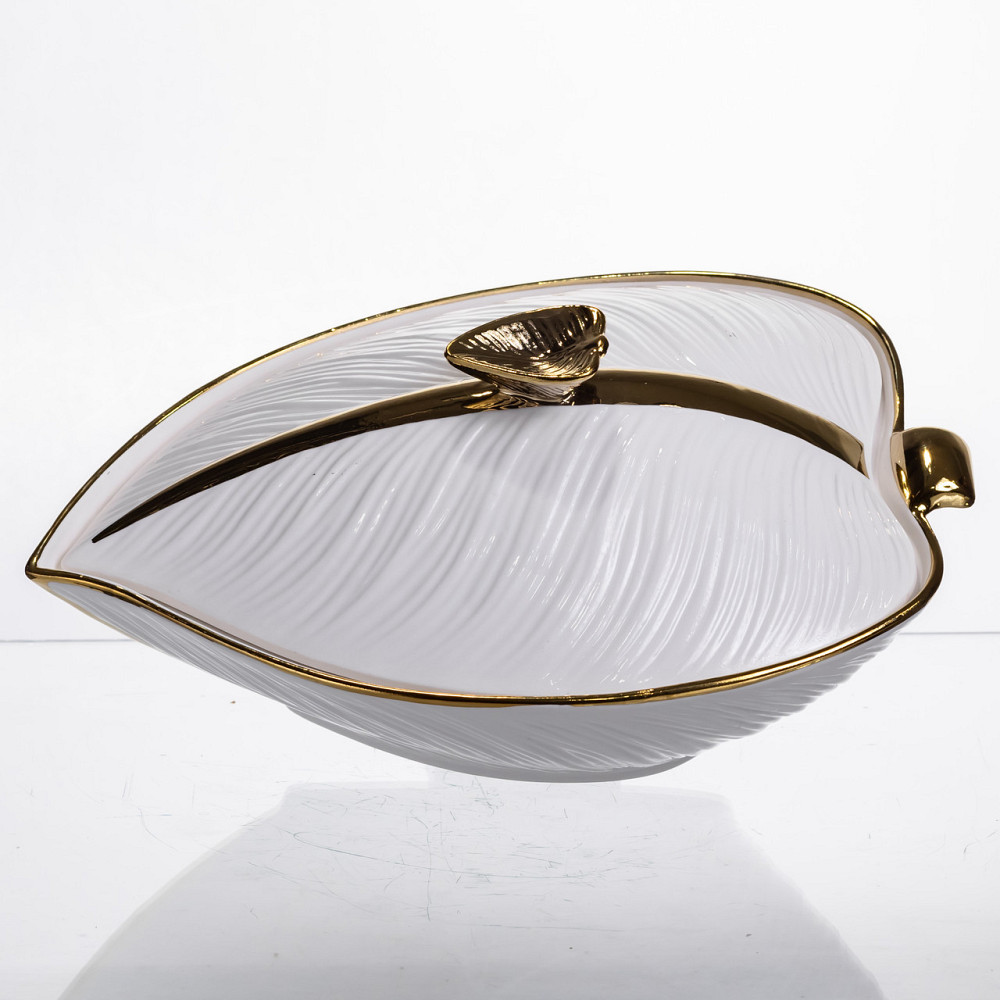 Супниця з кришкою 800 мл, біла з золотом Київ - фото 1