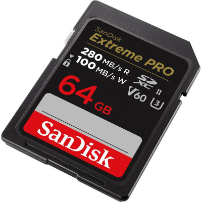 Карта пам&apos;яті SanDisk 64GB SD class 10 UHS-I U3 V60 R280/W100MB/s Extreme PRO (SDSDXEP-064G-GN4IN) Вінниця - фото 2