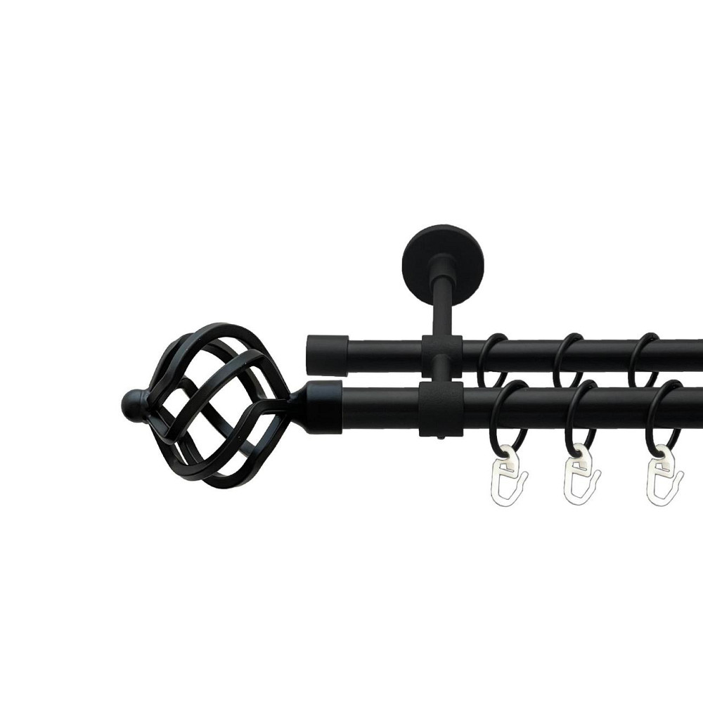 Карниз Orvit Ажур металевий дворядний закритий гладка труба кільце металеве Чорний Оксамит 19\16 мм 160 см (00-00027009) Львів - фото 1