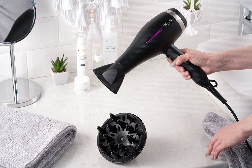 Фен ARDESTO Violet PRO HD-Y223PRO, 1850-2200Вт, 2 швидкості , 3 темп.режими, дифузор, чорний Київ - фото 6