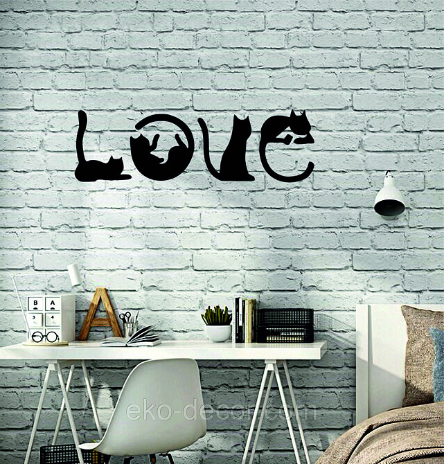 Декоративное настенное Панно «Коты - Love» Декор на стену 110*360 см, Черный Киев - изображение 10