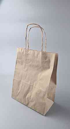 Пакет с ручками бумажный крафт бурий 220х120х290, 50г/м2 (25 шт) Харьков