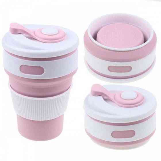 Складная силиконовая чашка Collapsible 350 мл Розовая Винница