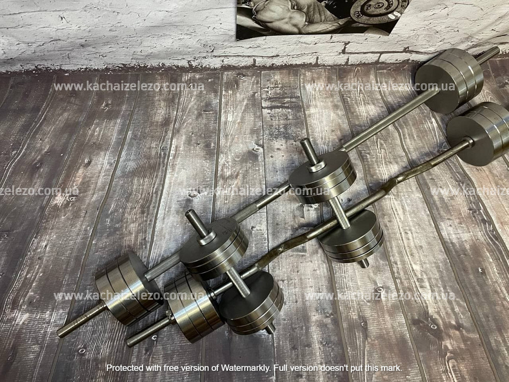 Набор 93 кг Штанга + W-образный гриф + Гантели наборные Гантели, гири, штанги и диски металлические блины Киев - изображение 2