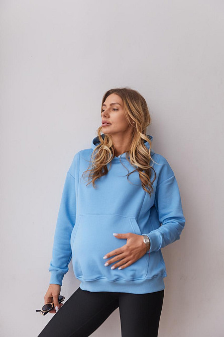 Вільний худі для майбутніх мам тринитка без начосу Chelm L-XL (46-48) Lullababe Блакитний Кривий Ріг - фото 4