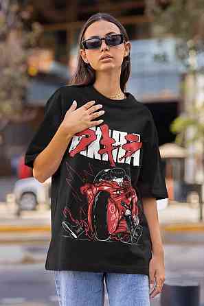 Футболка з аніме принтом Акіра Аніме Мото Джапанесе оверсайз (S/M/L) Чорний AnimeJ0367 Дніпро