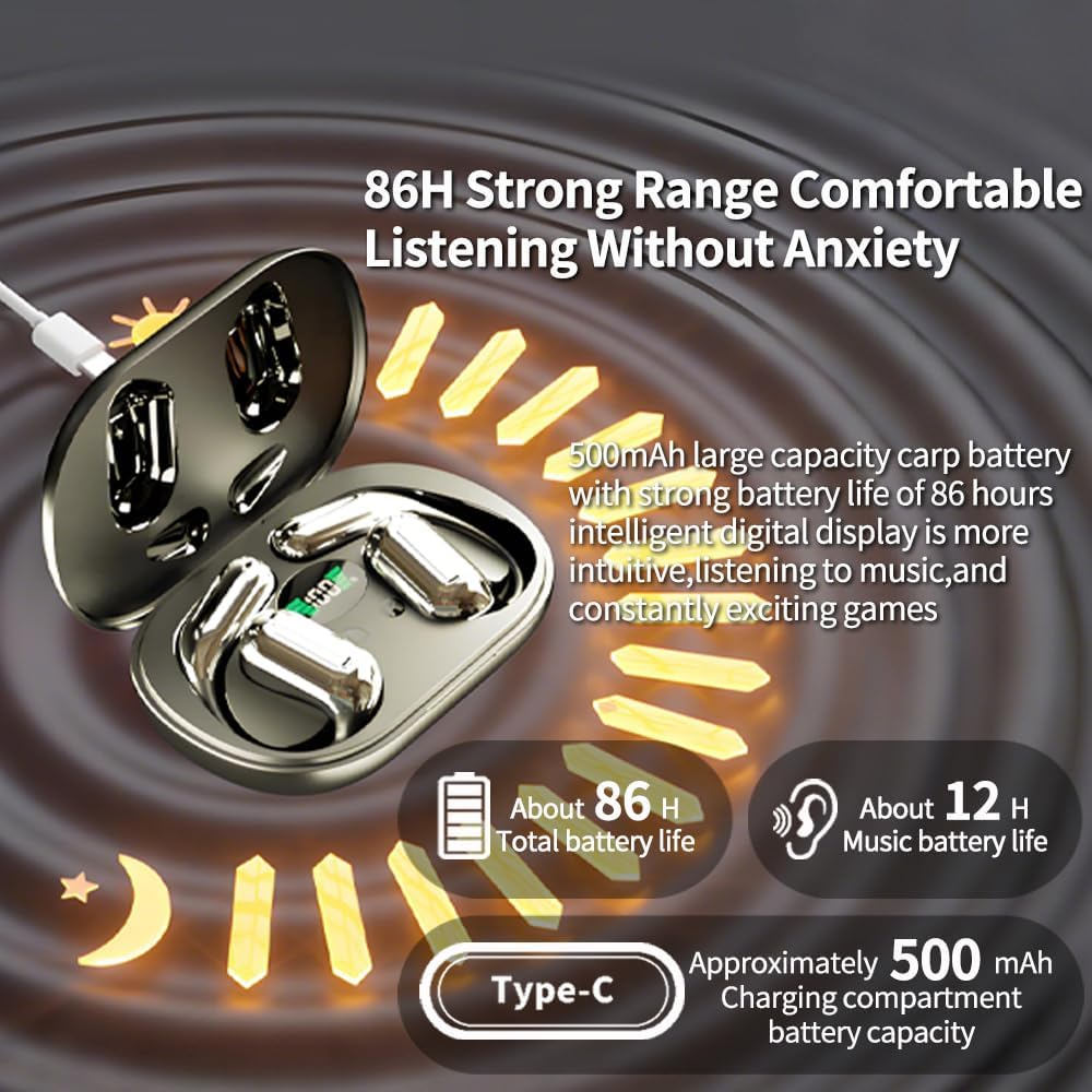Спортивные Bluetooth-наушники BUABMEC Open-Ear — Беспроводная гарнитура с костной проводимостью, IPX7, 60 ч, Черные Киев - изображение 9