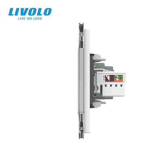 LIVOLO Розетка тримісна комбінована Силова Інтернет ТБ Livolo білий скло (VL-C7C2EU1C1V-11) Коломия