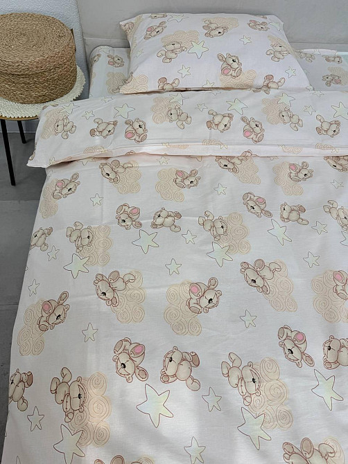 Ecotton Дитячий комплект постільної білизни Ecotton 110х140 см персиковий Хмаринкові Ведмедики Коломия - фото 4
