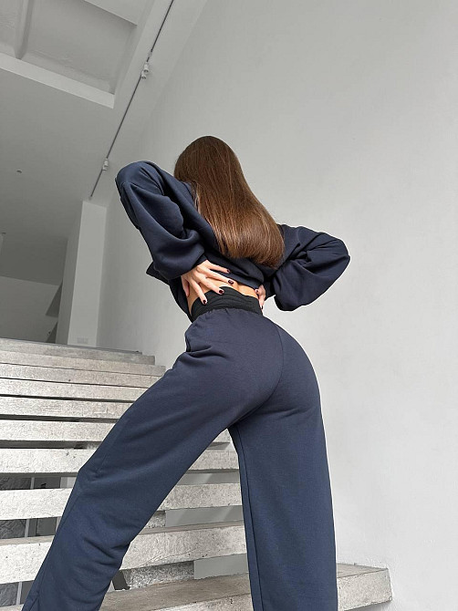 Жіночий прогулянковий костюм-двійка: кофта на блискавці та штани турецька петля + рибана Графіт, 46/48 Одеса - фото 5