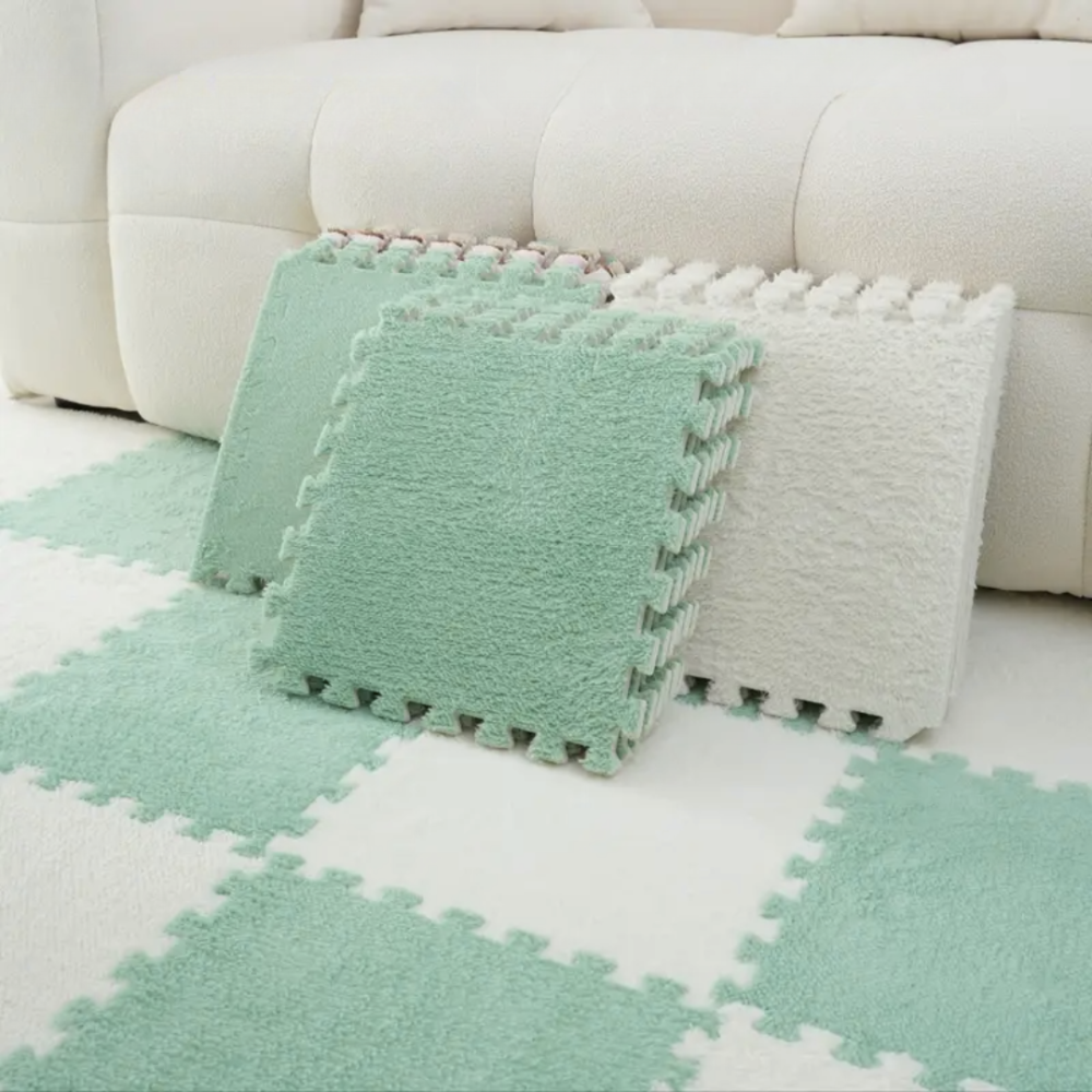 Коврик-пазл с плюшевым покрытием, термоковрик, мягкий детский мат,  90×120см, 12 пазлов, цвет зеленый Каменец-Подольский - изображение 4