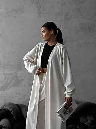 Женский базовый костюм двойка: кардиган и штаны палаццо из плотного рубчика Одесса