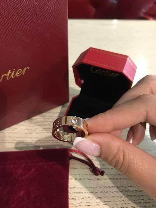 Cartier кільце в рожевому золоті з камінням / Cartier кільце LOVE рожеве золото Одеса - фото 3
