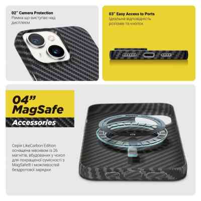 Чехол для мобильного телефона Armorstandart LikeCarbon MagCase Apple iPhone 15 Pro Black (ARM69290) Винница