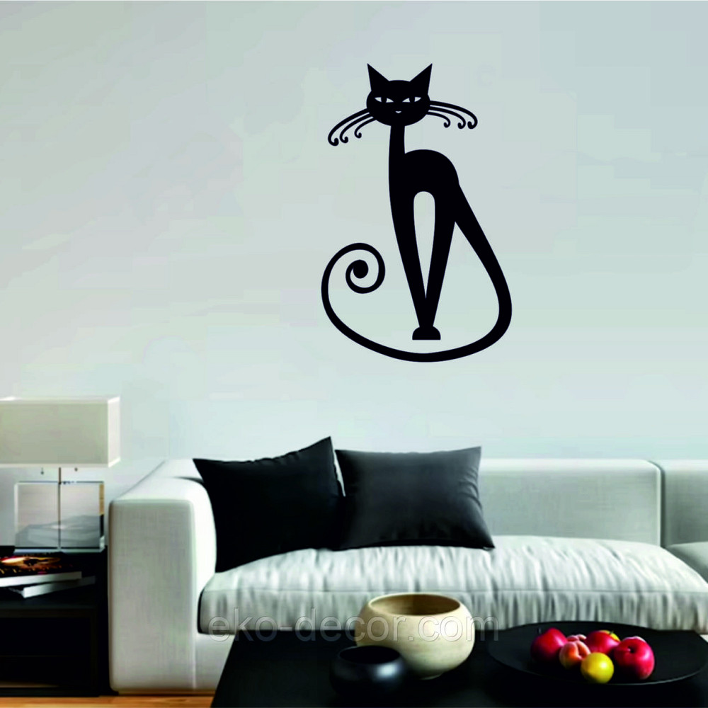 Декоративное настенное Панно «Кот» Декор на стену 110*70 см, Черный Киев - изображение 2