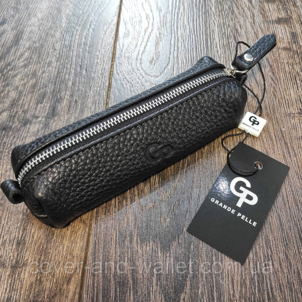 Довга чорна шкіряна ключниця ручної роботи Grande Pelle Київ - фото 5