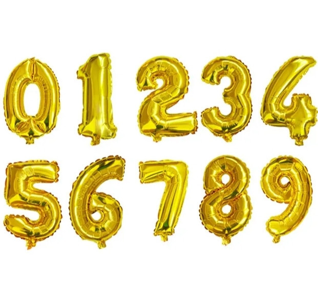 Цифры фольгированные золото 32