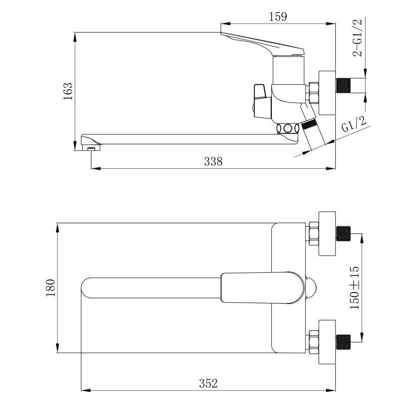 Змішувач для ванни Qtap Vlasta New з душовим гарнітуром QTVLA260GMB45645 графіт Київ - фото 2