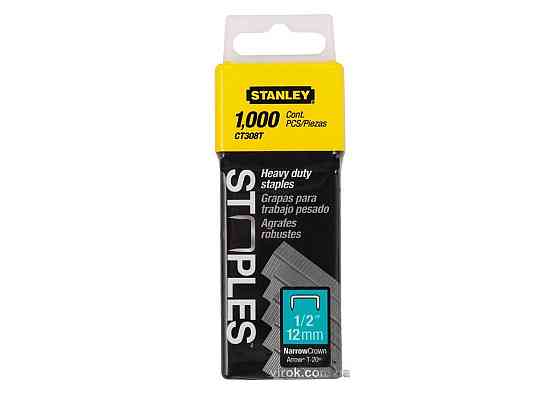 Скобі для кабелю STANLEY: тип T-20. 12 мм x 1000 шт./пач. "FLAT NARROW CROWN" (DW) Одеса